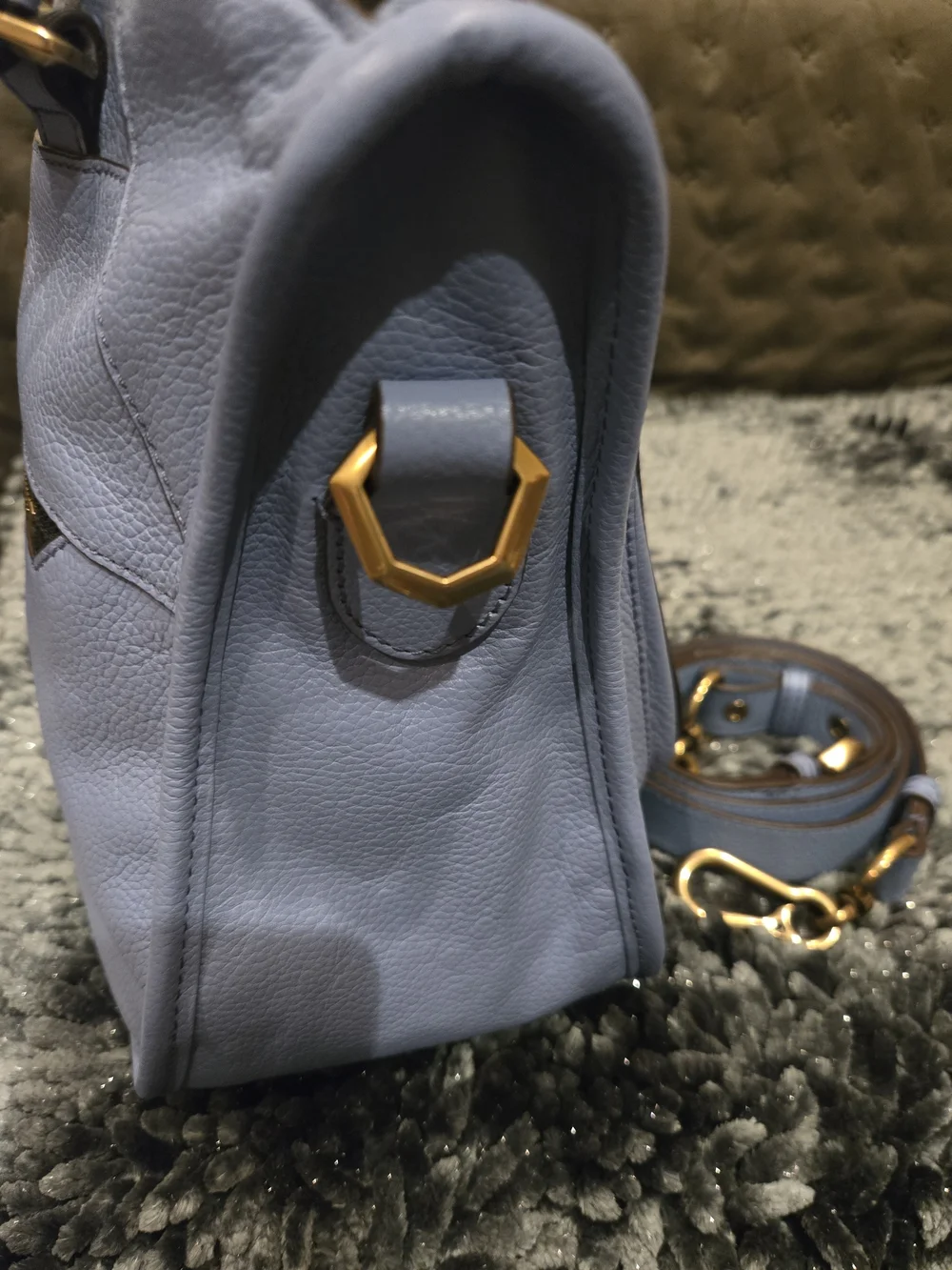 OryAny🪻Beautiful Women's Leather Satchel Handbag in Periwinkle Blue. EUC🪻